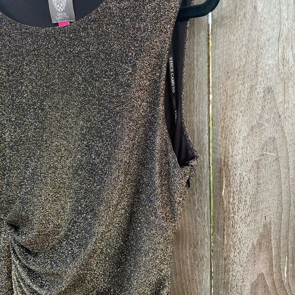 VInce Camuto Gold Metallic Ruffle Dress Size. 10 - Picture 3 of 5